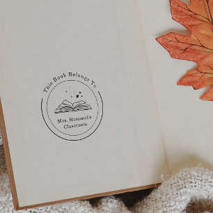 Custom Name Circle Book Belongs To Teacher Rubber Stamp