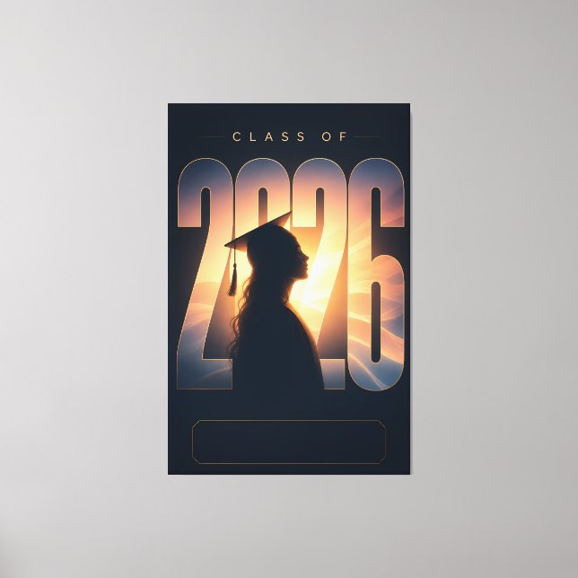 Custom Name Class of 2026 Graduation Art Canvas Print (Front)