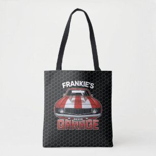 Custom NAME Classic American Muscle Car Garage Tote Bag