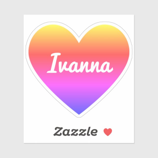 Custom Name Classic Rainbow Ombre Gradient Heart  (Sheet)