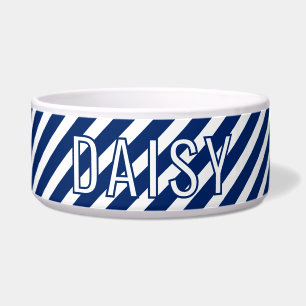 Custom Name Classic White Navy Stripe Pattern