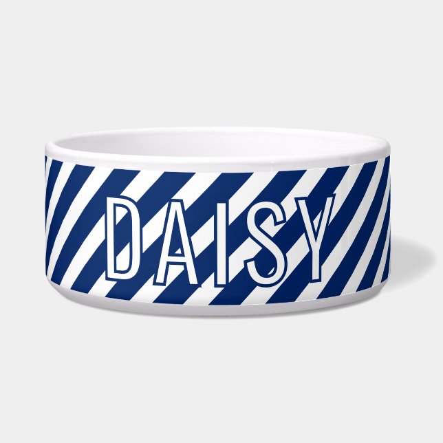 Custom Name Classic White Navy Stripe Pattern (Front)