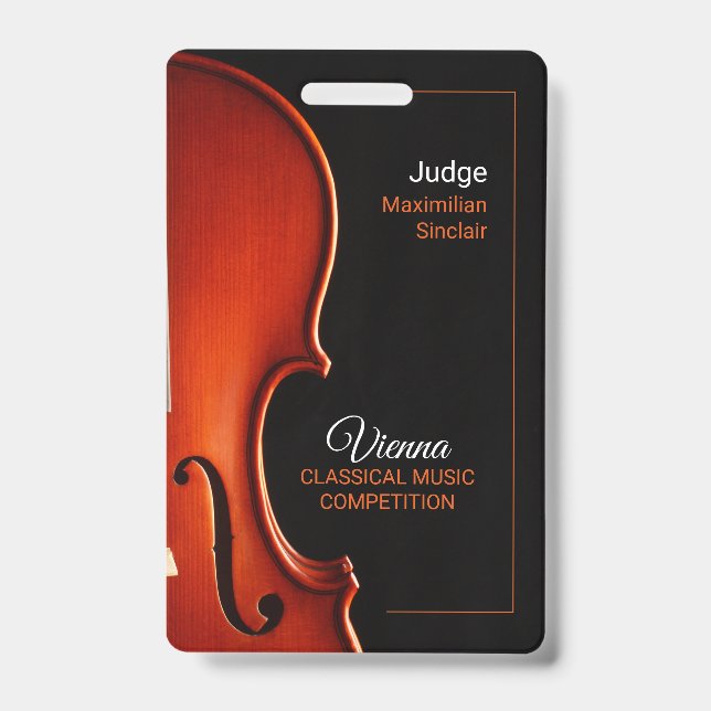 Custom Name Classical Music Competition EventBadge ID Badge (Front)