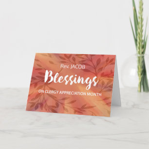 Custom Name Clergy Appreciation Month Blessings Card