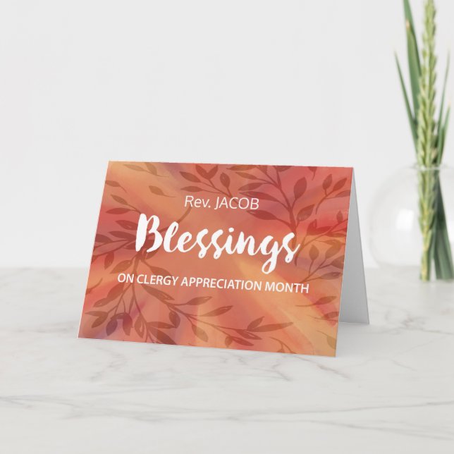 Custom Name Clergy Appreciation Month Blessings Card (Front)
