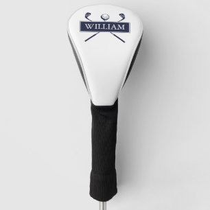 Custom Name Clubs And Ball Navy Blue Golf Head Cover