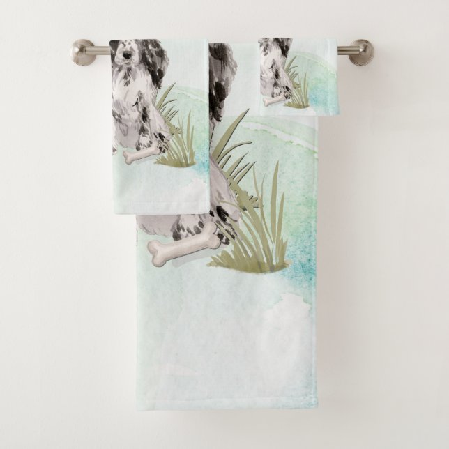 Custom Name Cocker Spaniel Pet Dog Bath Towel Set (Insitu)