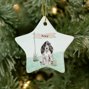Custom Name Cocker Spaniel Pet Dog Ceramic Tree Decoration