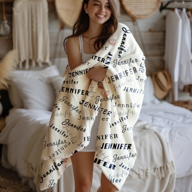 Custom Name Collage Fleece Blanket (Creator Uploaded)