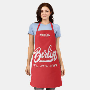 Custom Name & Color Berlin Germany Coordinates Apron