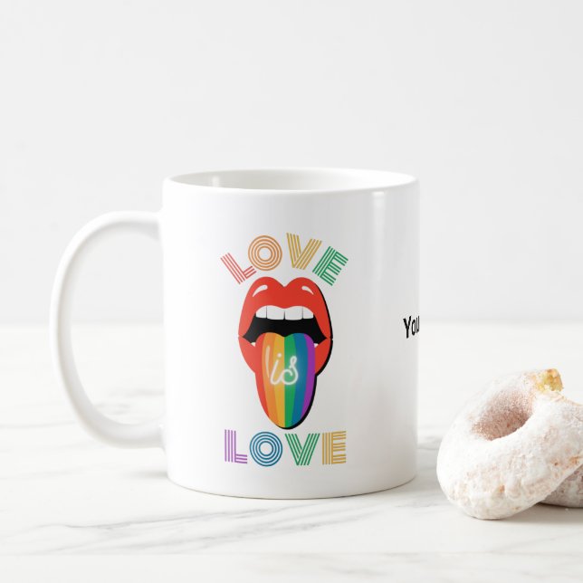 Custom Name Colorful LGBTQ Pride Month Coffee Mug (With Donut)