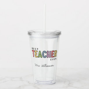 Custom Name Colorful Teacher Appreciation Gifts Acrylic Tumbler