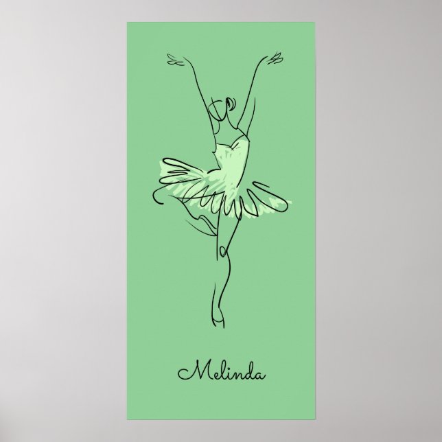 Custom name & colour Ballerina poster (Front)