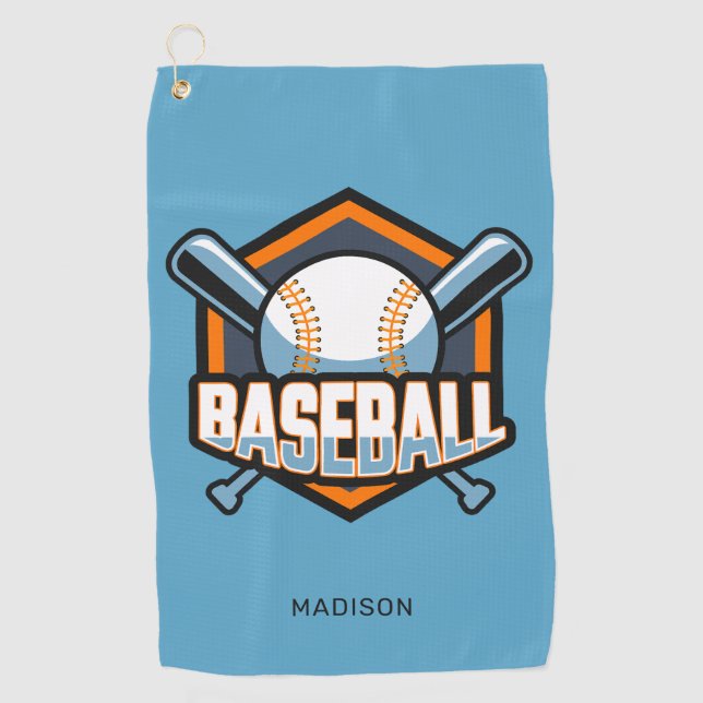 Custom Name & Colour Baseball Golf Towel (Front)