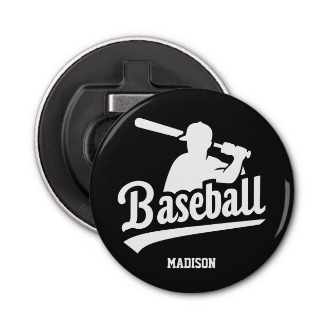 Custom Name & Colour Baseball Player Bottle Opener (Front)