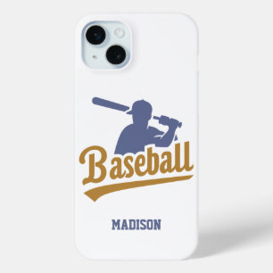 Custom Name & Colour Baseball Player iPhone 15 Mini Case