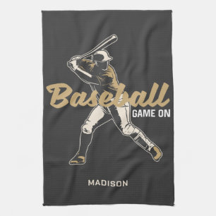 Custom Name & Colour Baseball Player Tea Towel