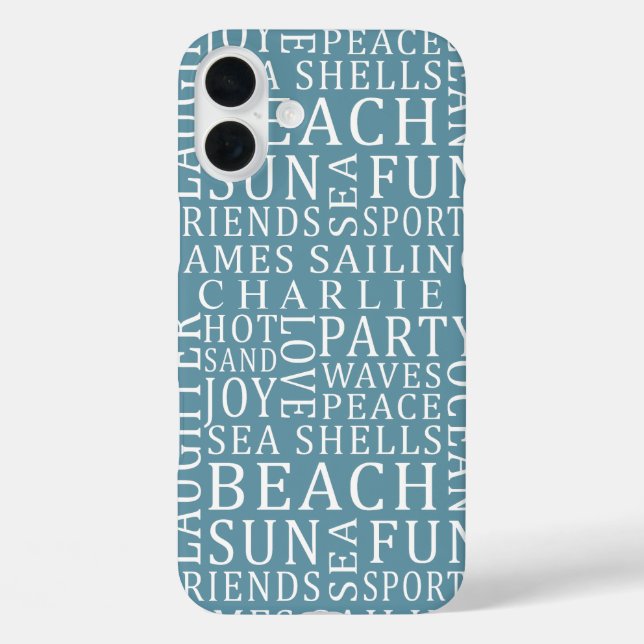 Custom Name & Colour Beach Typography cases (Back)