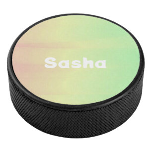 Custom name colour blend ombre hockey puck