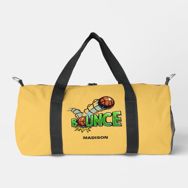 Custom name & colour BOUNCE Basketball Duffle Bag (Front)