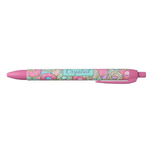 Custom Name & Colour Cute Pastel Doughnuts & Black Ink Pen