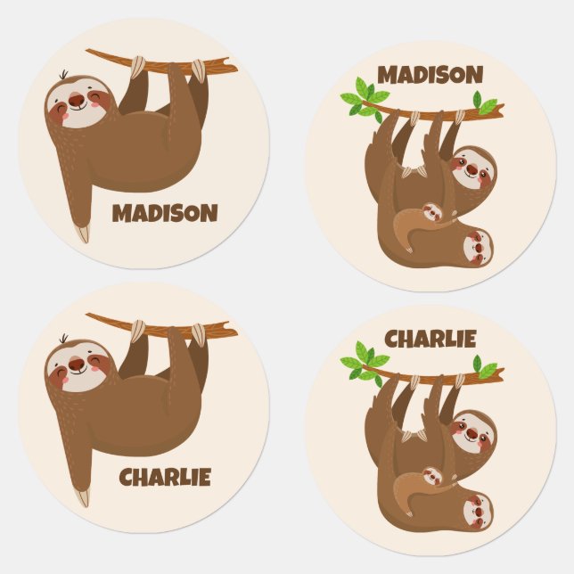 Custom Name & Colour Cute Sloth (Group)