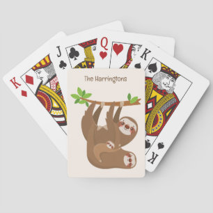 Custom Name & Colour Cute Sloths Playing Cards