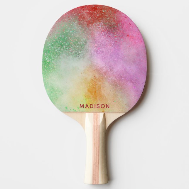 Custom name Colour Explosion Ping Pong Paddle (Front)