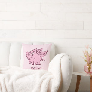 Custom Name & Colour Flying Pig Cushion
