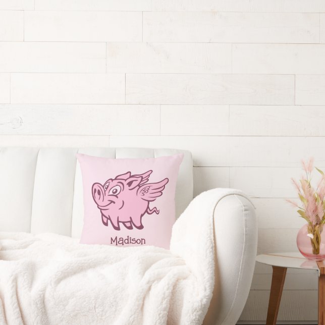 Custom Name & Colour Flying Pig Cushion (Couch)