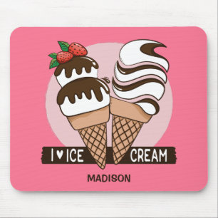 Custom name & colour Ice Cream Lover mousepad