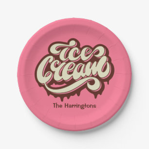 Custom name & colour Ice Cream paper plates