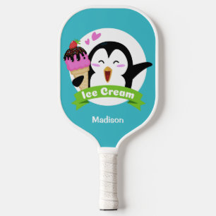 Custom name & colour Ice Cream Penguin Pickleball Paddle