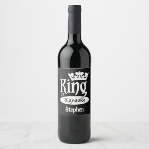 Custom Name & Colour King of Karaoke Wine Label