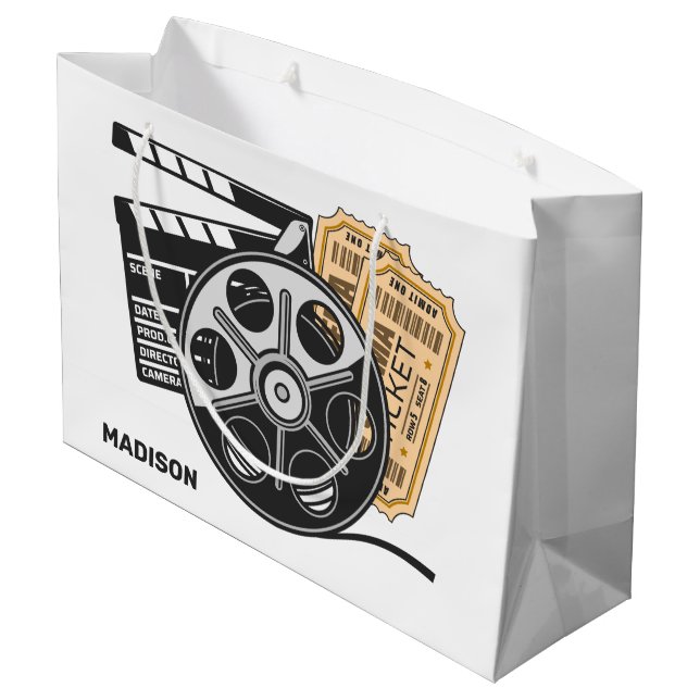 Custom Name & Colour Movie Large Gift Bag (Back Angled)