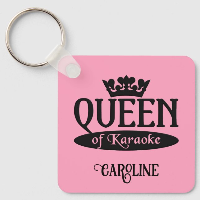 Custom Name & Colour Queen of Karaoke Key Ring (Front)