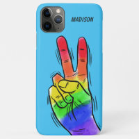 Custom name & colour Rainbow Peace phone cases