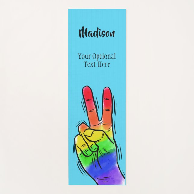 Custom name & colour Rainbow Peace yoga mat (Front)