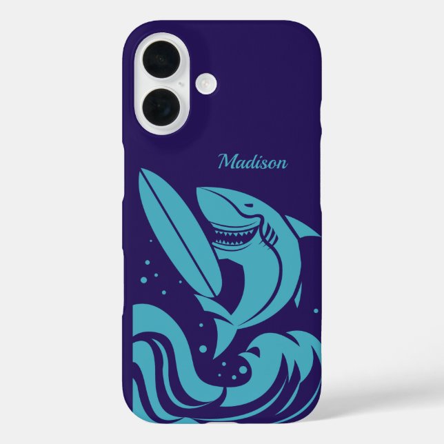 Custom name & colour Surfer Shark phone cases (Back)