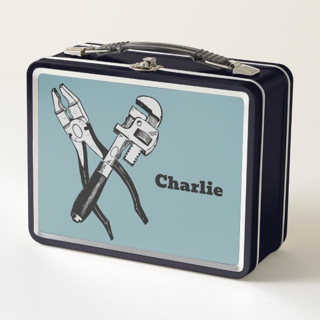 Custom name & colour TOOLS Metal Lunch Box (Front)
