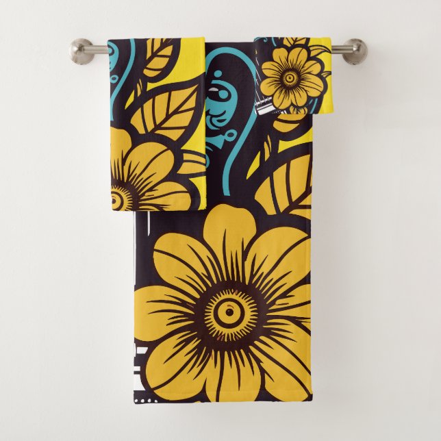 Custom Name & Colour Ukulele Bath Towel Set (Insitu)