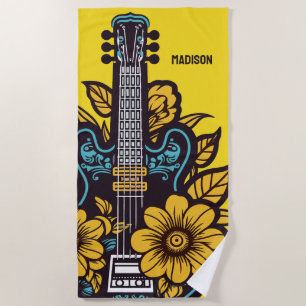 Custom Name & Colour Ukulele Beach Towel