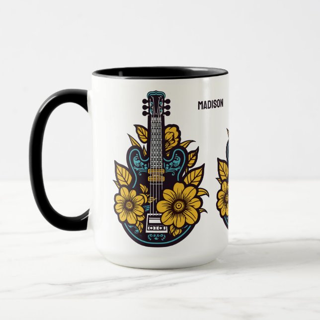Custom Name & Colour Ukulele Mug (Left)