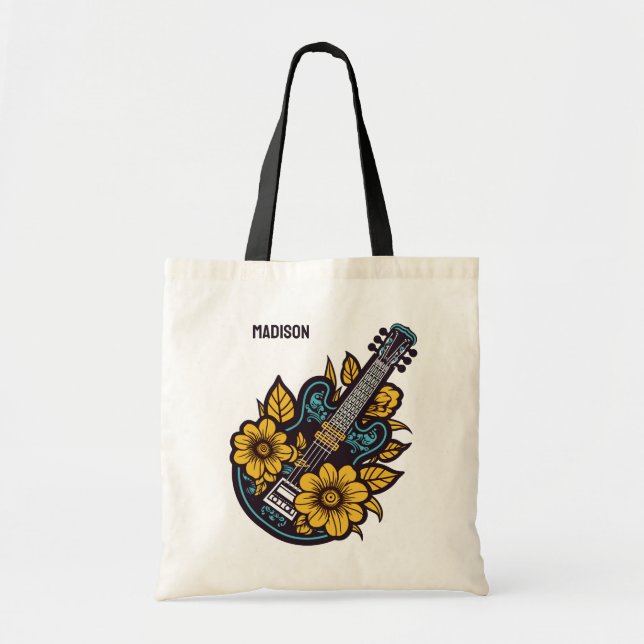 Custom Name & Colour Ukulele Tote Bag (Front)