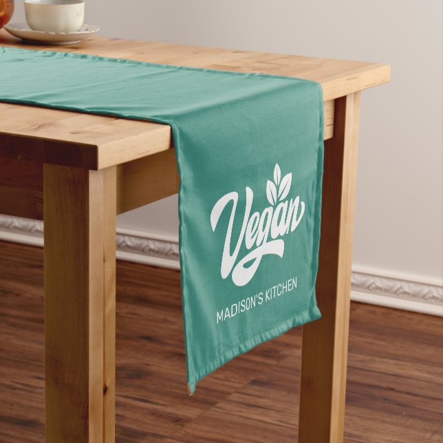 Custom Name & Colour Vegan Short Table Runner (In Situ)