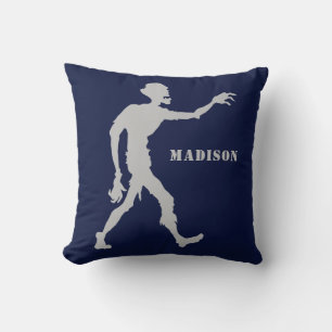 Custom name & colour Zombie throw pillows