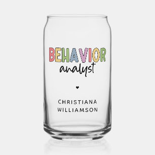 Custom Name Colourful Behaviour Analyst Can Glass