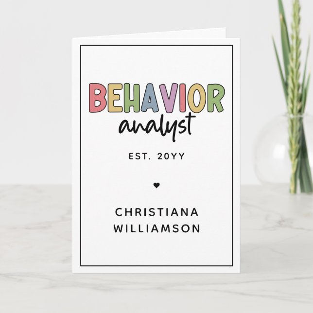 Custom Name Colourful Behaviour Analyst Card (Front)