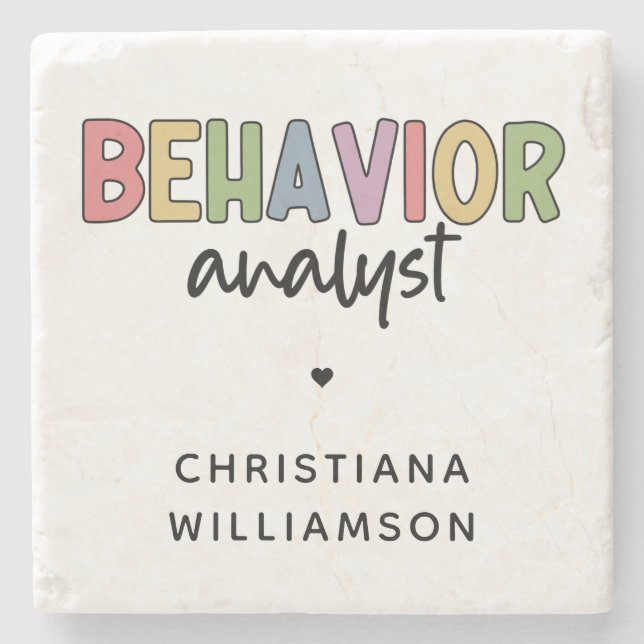 Custom Name Colourful Behaviour Analyst Stone Coaster (Front)