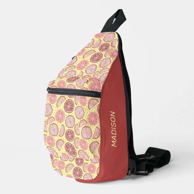 Custom Name Colourful Citrus Pattern Sling Bag (Right Corner)
